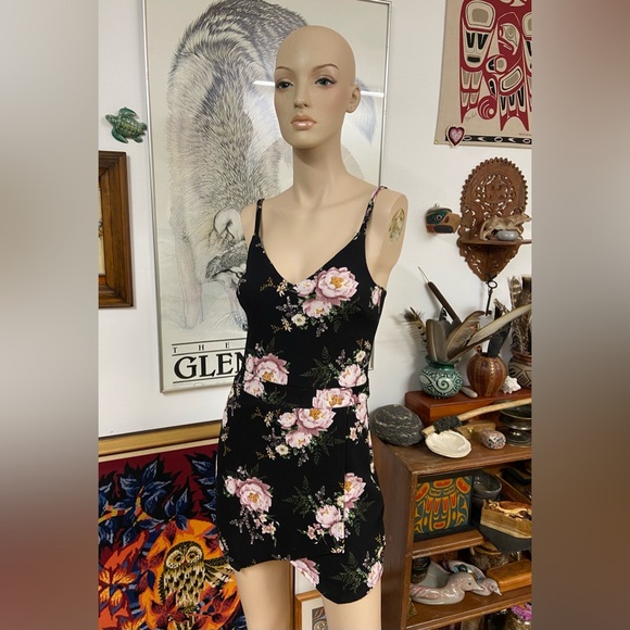 Black Romper with Pink Peonies - Picture 9 of 10